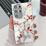 Силиконов гръб за Samsung Galaxy S25 Ultra - червени цветя Силиконов гръб за Samsung Galaxy S25 Ultra - червени цветя