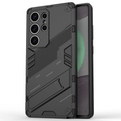 Хибриден гръб със стойка марка BIBERCAS за Samsung Galaxy S25 Ultra - черен
