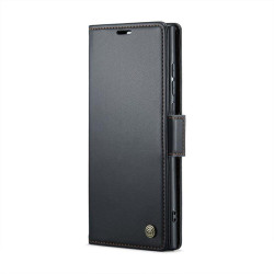 Кожен калъф страничен flip марка CASEME за Samsung Galaxy S25 Ultra &ndash; черен