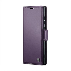 Кожен калъф страничен flip марка CASEME за Samsung Galaxy S25 Ultra &ndash; лилав