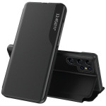Тънък кожен калъф тип портмоне с прозорче за Samsung Galaxy S25 Ultra – черен Тънък кожен калъф тип портмоне с прозорче за Samsung Galaxy S25 Ultra – черен
