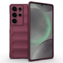 Подсилен силиконов гръб на ленти за Samsung Galaxy S25 Ultra - винено червен