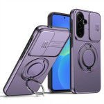 Хибриден гръб с кръгла стойка и слайдър за камера за Samsung Galaxy S26 FE - лилав