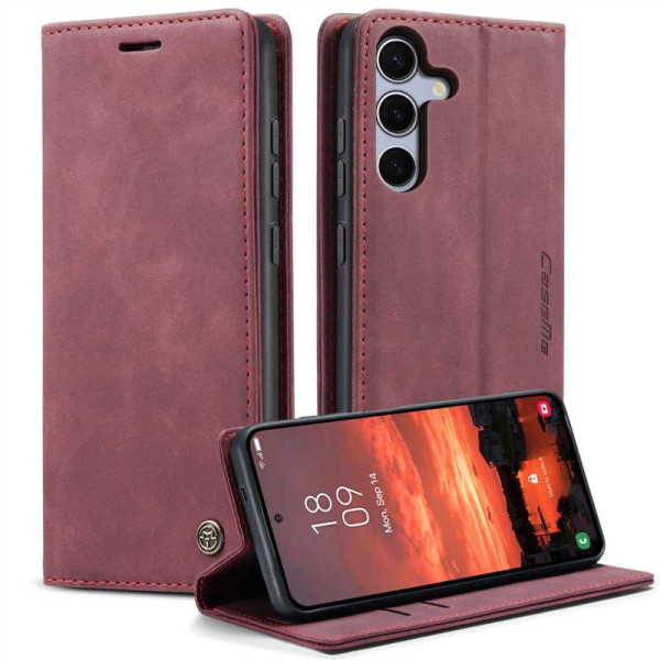 Калъф страничен flip марка CASEME за Samsung Galaxy S26 FE – винено червен Калъф страничен flip марка CASEME за Samsung Galaxy S26 FE – винено червен