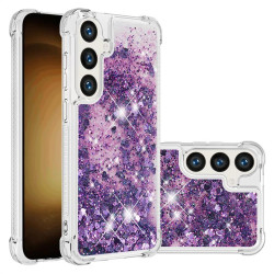 Силиконов гръб с течност с брокат за Samsung Galaxy S26 - лилав