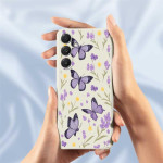 Силиконов гръб за Samsung Galaxy S26 - лилави пеперуди - 1 Силиконов гръб за Samsung Galaxy S26 - лилави пеперуди - 1