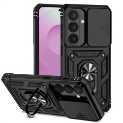 Хибриден гръб със стойка и слайдър за камера за Samsung Galaxy S26 - черен