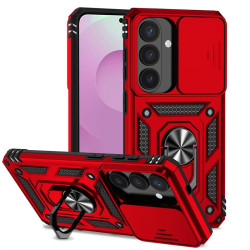 Хибриден гръб със стойка и слайдър за камера за Samsung Galaxy S26 - червен