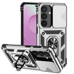 Хибриден гръб със стойка и слайдър за камера за Samsung Galaxy S26 - бял