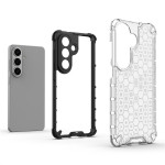 Хибриден гръб с ромбоидна шарка за Samsung Galaxy S26 - бял - 1