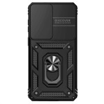 Хибриден гръб със стойка и слайдър за камера за Samsung Galaxy S26+ - черен - 2