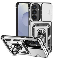 Хибриден гръб със стойка и слайдър за камера за Samsung Galaxy S26+ - бял