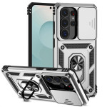 Хибриден гръб със стойка и слайдър за камера за Samsung Galaxy S26 Ultra - бял