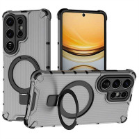 Хибриден гръб с кръгла метална стойка MAGSAFE за Samsung Galaxy S26 Ultra - черен