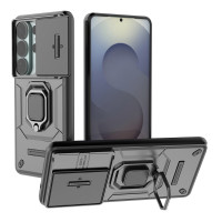 Хибриден гръб със стойка и слайдър за камера за Samsung Galaxy S26 Ultra - черен