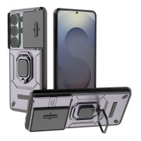 Хибриден гръб със стойка и слайдър за камера за Samsung Galaxy S26 Ultra - тъмно лилав