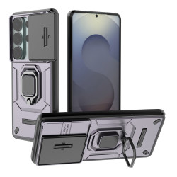 Хибриден гръб със стойка и слайдър за камера за Samsung Galaxy S26 Ultra - тъмно лилав