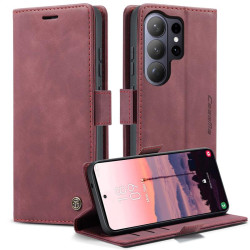 Калъф страничен flip марка CASEME за Samsung Galaxy S26 Ultra &ndash; винено червен