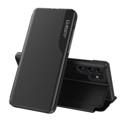 Тънък кожен калъф тип портмоне с прозорче за Samsung Galaxy S26 Ultra – черен