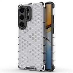 Хибриден гръб с ромбоидна шарка за Samsung Galaxy S26 Ultra - бял