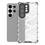 Хибриден гръб с ромбоидна шарка за Samsung Galaxy S26 Ultra - бял - 1