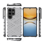 Хибриден гръб с ромбоидна шарка за Samsung Galaxy S26 Ultra - бял - 0