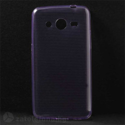 Тънък прозрачен силиконов калъф за Samsung Galaxy Core 2 - лилав