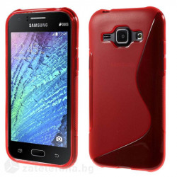 Силиконов калъф за Samsung Galaxy J1 със S-образен дизайн  - червен