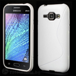 Силиконов калъф за Samsung Galaxy J1 със S-образен дизайн  - бял
