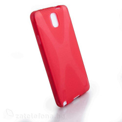Силиконов калъф за Samsung Galaxy Note 3 с X-образен дизайн - червен