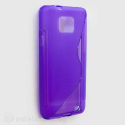 Силиконов калъф за Samsung Galaxy S2 със S-образен дизайн  - лилав