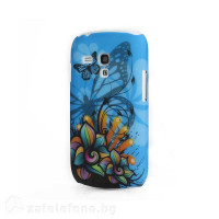 Пластмасов калъф за Samsung Galaxy S3 mini - син с цветя