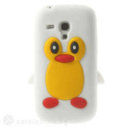 Силиконов калъф с пингвин за Samsung Galaxy S3 mini - бял