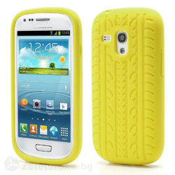 Силиконов калъф с релеф на гума за Samsung Galaxy S3 mini - жълт