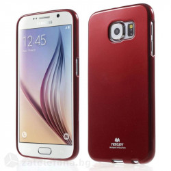 Гланциран силиконов калъф марка Mercury с лъскави частици за Samsung Galaxy S6 – червен