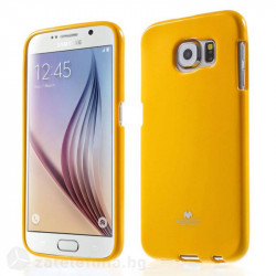 Гланциран силиконов калъф марка Mercury с лъскави частици за Samsung Galaxy S6 – жълт