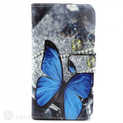 Калъф тип портмоне за Samsung Galaxy S6 - синя пеперуда