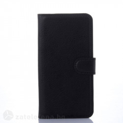Кожен калъф тип портмоне с кръгло капаче за Samsung Galaxy S6 - черен