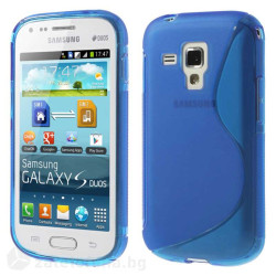 Силиконов калъф за Samsung Galaxy S Duos 2 със S-образен дизайн - син