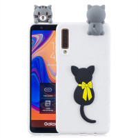 Силиконов гръб за Samsung Galaxy A7 2018 с котка - бял