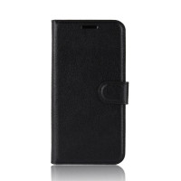 Кожен калъф тип портмоне за Samsung Galaxy A7 2018 - черен