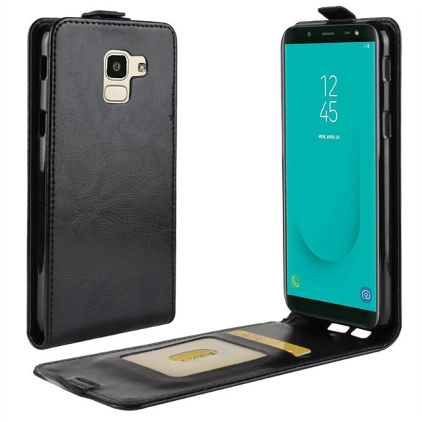 Кожен калъф flip за Samsung Galaxy J6 - черен Кожен калъф flip за Samsung Galaxy J6 - черен