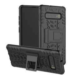 Двупластов гръб със стойка за Samsung Galaxy S10 - черен