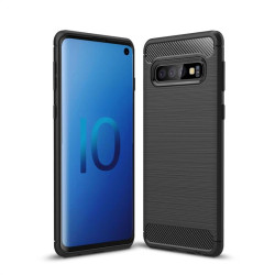 Релефен силиконов гръб за Samsung Galaxy S10 - черен