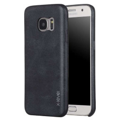 Силиконов калъф марка X-LEVEL с покритие от кожа за Samsung Galaxy S7  - черен