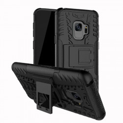 Двупластов калъф със стойка за Samsung Galaxy S9 - черен