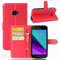 Кожен калъф тип портмоне за Samsung Galaxy Xcover 4 - червен