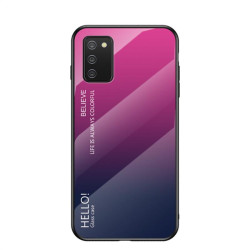 Силиконов кейс със стъклен гръб за Samsung Galaxy A02s - розов градиент