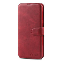 Кожен калъф тип портмоне с магнитно закопчаване за Samsung Galaxy A10 - червен