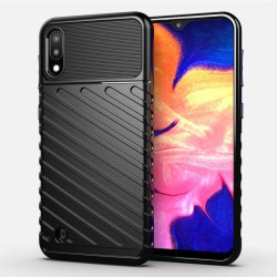 Подсилен силиконов гръб на черти за Samsung Galaxy A10 - черен
